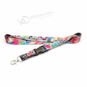 factory cheap custom printed polyester lanyard for key with metal hook