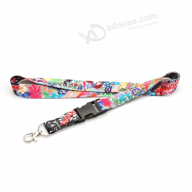 Factory cheap Custom printed Polyester lanyard with metal Hook