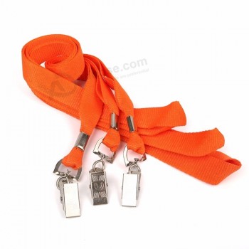 Venta al por mayor de alta calidad personalizado Eco-amigable stylus metal abrazadera de seguridad cordones de cuello de nylon en blanco para tarjeta de identificación