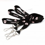 aangepaste charme gezeefdrukt naamlogo visitekaartje nek nylon intrekbare lanyard met metalen veiligheidsklem