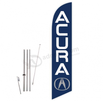 Promo Acura (Blue) Feather Flag with Complete 15ft Pole kit and Ground Spike