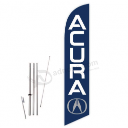 bandera de plumas de promo acura (azul) con kit completo de poste de 15 pies y punta de tierra