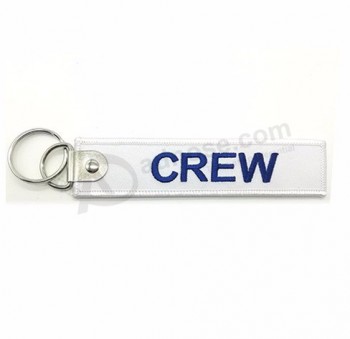 Cheap Fabric Key Tag Promotional  Embroidery Keychain Logo Custom