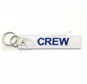 Tecido barato Key Tag promocional bordado chaveiro logotipo personalizado