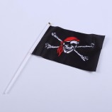 bandiera sventolante stampata a mano in poliestere pirata poliestere con bastoncini