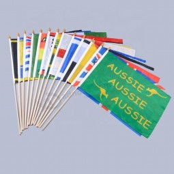 country Hand Held Flag With Plastic Wooden Pole Hand Wave Flag