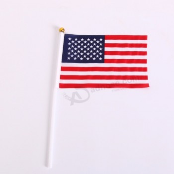 Bandera ondeante de mano personalizada estadounidense de alta calidad