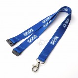 geweven polyester basketbal metalen haak op maat bedrukte koord dunne blauwe lijn lanyard