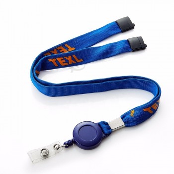 polyester custom printed lanyard with retractable reel