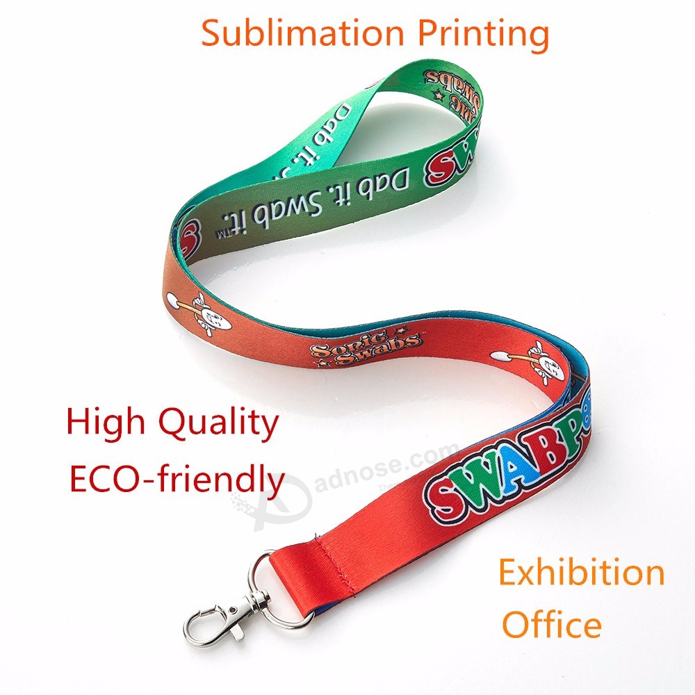 Huacheng wholesale Dye sublimation Neck strap Wholesale ID card Lanyard with Metal Hook