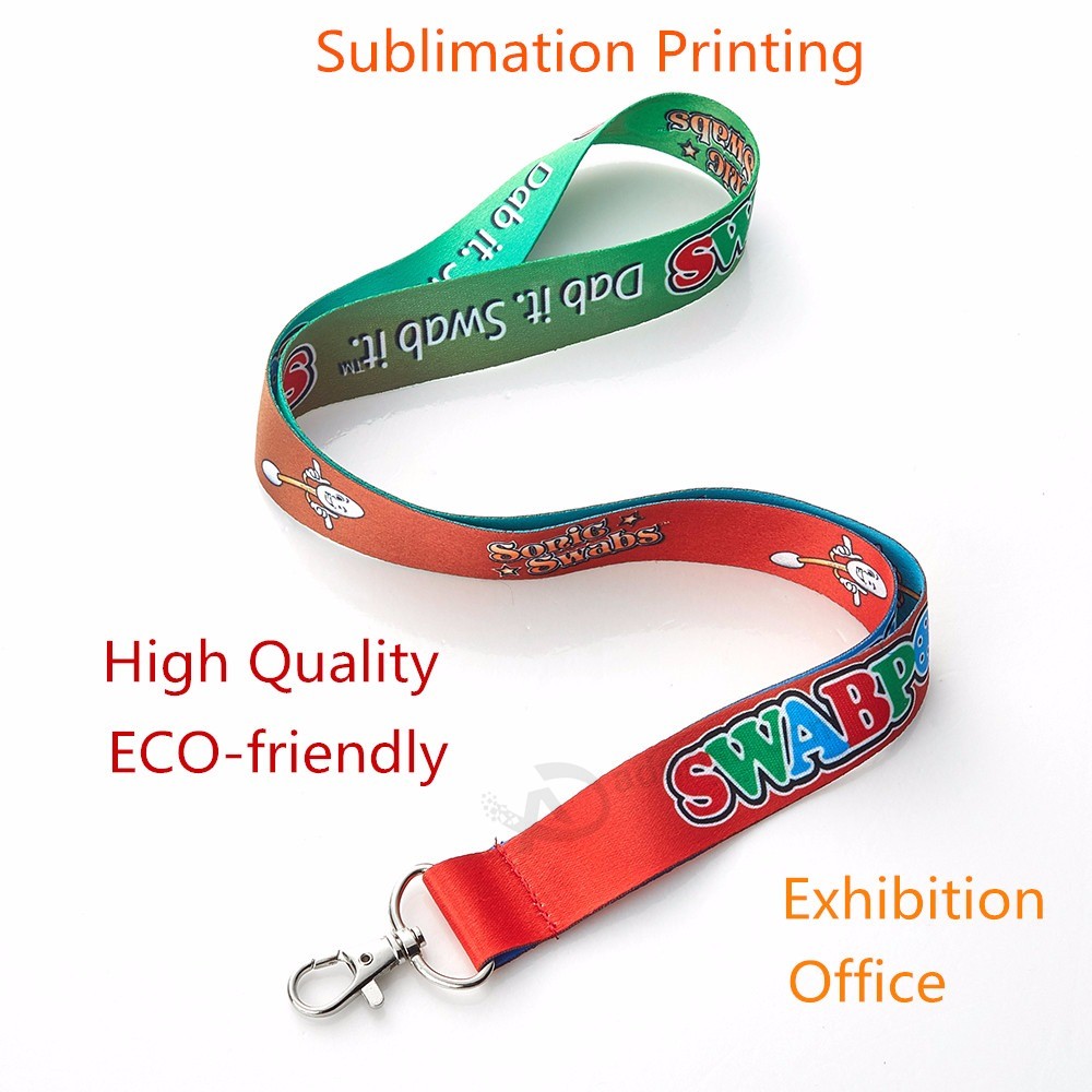 Huacheng wonderful Polyester metal Hook ID card Lanyard with Sublimation printing Logo