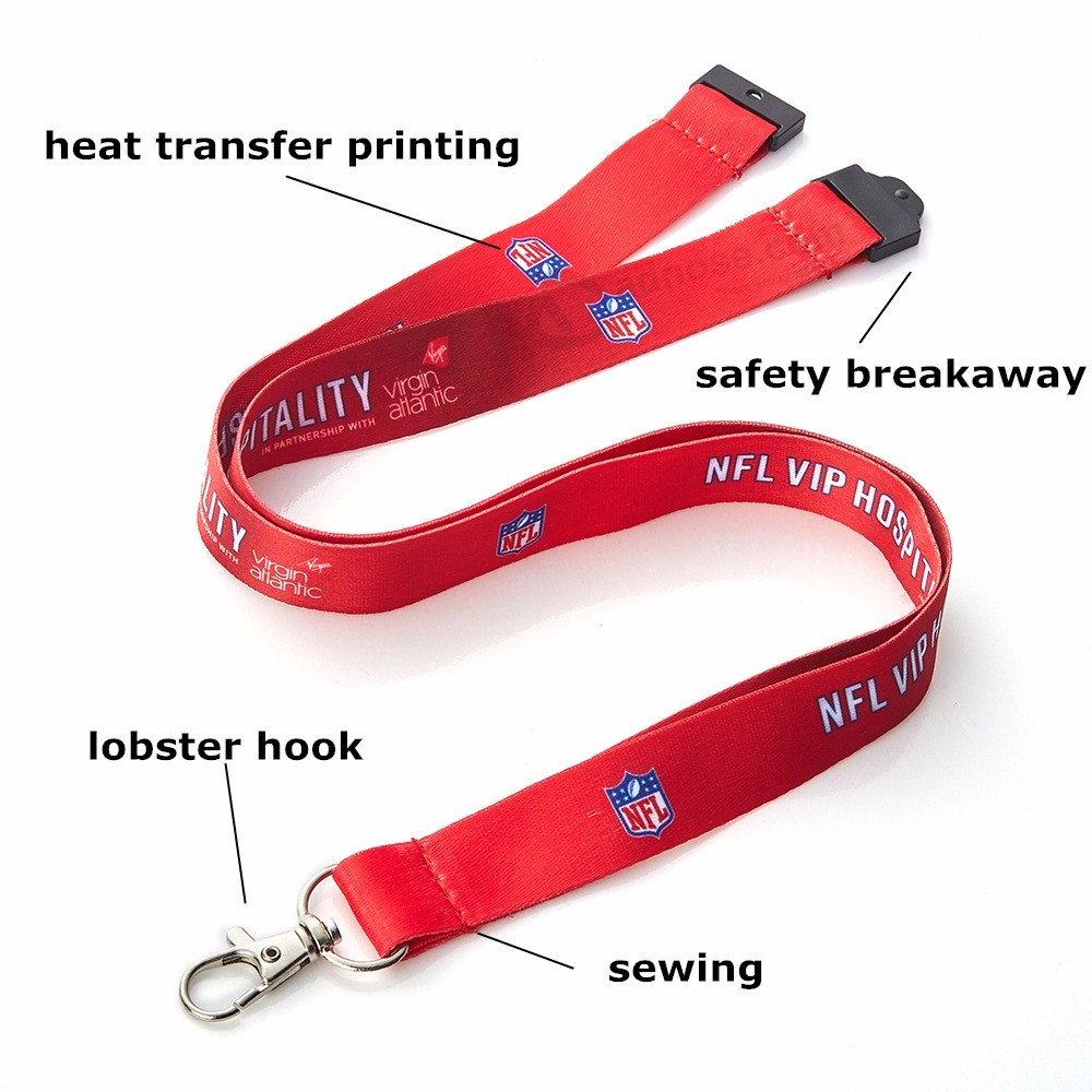 Huacheng high Quality polyester Sublimation lanyard with custom Logo with Safety Clip