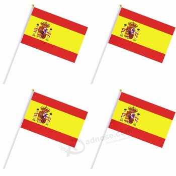 国スティックフラグバナー手に小さなスペイン国旗