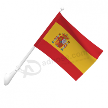 극을 가진 소형 잘 고정 된 폴리 에스테 스페인 깃발