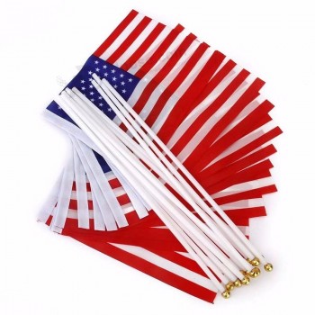 Lot of 12pcs 21x14cm Mini American Flag USA Pennant with Mats Red + White + Blue