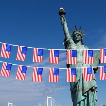 Wholesale 10M 30pieces/set 14cmx21cm   American Flag String America USA Bunting Banner small US flags