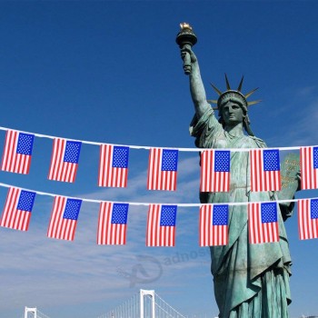 wholesale 10M 30pieces/set 14cmx21cm   american flag string america USA bunting banner small US flags