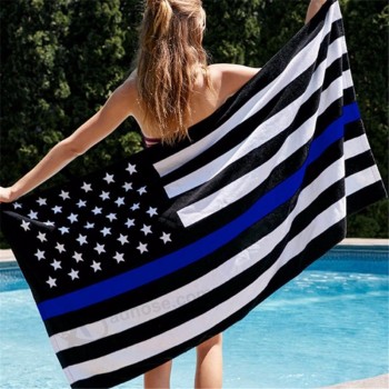 90 * 150cmアメリカの警察は薄いアメリカの国民の旗の白および青の星を真鍮のグロメットが付いているストリップを印刷しましたpc885857