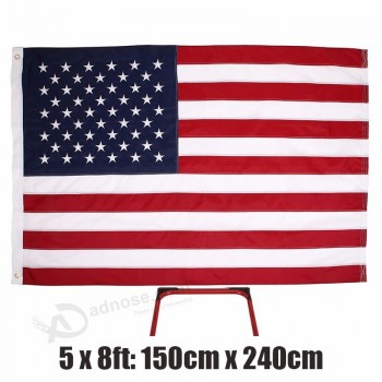 150x240cm Banderas de EE. UU. Plegable 5x8ft bandera nacional estadounidense de EE. UU. Estrellas bordadas rayas cosidas bandera de estados unidos decoración del hogar