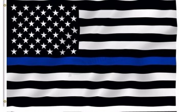 blauwe lijn usa politie vlaggen, 90 * 150cm dunne blauwe lijn VS vlag zwart wit en blauwe lijn vlag met dichtingsringen epacket drop verzending