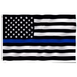 blue  line usa police flags, 90*150cm thin blue line USA flag black white And blue line flag with grommets epacket drop shipping