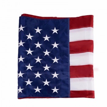 5x8 Ft 미국 나일론 자수 별 수 놓은 줄무늬 디럭스 미국 미국 국기 미국 국기 홈 매달려 국기 홈 장식