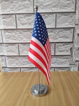 speciale groothandel VS verenigde staten amerika VS tafel bureau vlag roestvrij staal vlaggenmast 14 * 21cm, gratis verzending NO.a003