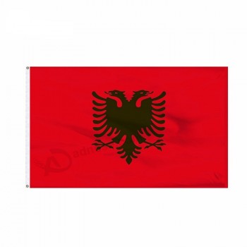 Impresión personalizada al por mayor de impresión de pantalla a color único precio barato albania bandera nacional roja