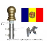 Andorra Flag and Flagpole Set, Choose from Over 100 World and International 3'x5' Flags and Flagpoles, Includes Andorran Flag, Pole and Brac