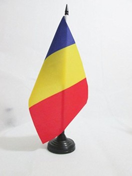 Andorra Civil Table Flag 5'' x 8'' - Andorran Without Coat of arms Desk Flag 21 x 14 cm - Black Plastic Stick and Base