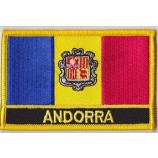 parche moral de la bandera de andorra / colección internacional de parches de viaje cosidos bordados (andorra iron-on con palabras, 2 