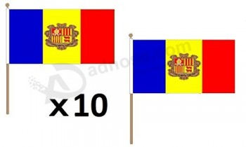 AZ FLAG Andorra Flag 12'' x 18'' Wood Stick - Andorran Flags 30 x 45 cm - Banner 12x18 in with Pole