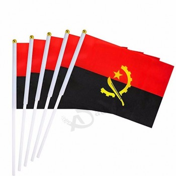 high quality angola hand waving flag with plastic pole