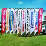 Gewohnheit gestrickte Polyester-Federswooperflagge mit Standplatz