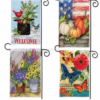 birthday garden flag with metal poles polyester Welcome garden flag