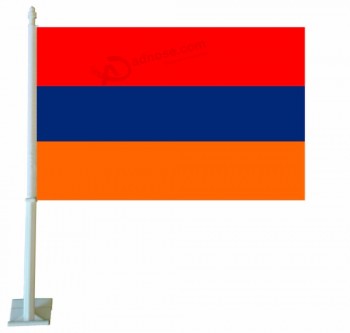 Bandeira da janela de carro do país de poliéster 12x18 polegadas armênia com pólo plástico