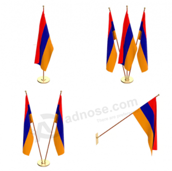 Venta caliente poliéster armenia bandera de escritorio con base