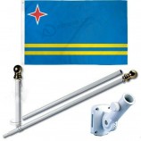 Großhandel hohe Qualität Aruba 3 x 5 FT Flagge Set w / 6-Ft Spinning Fahnenstange + Halterung