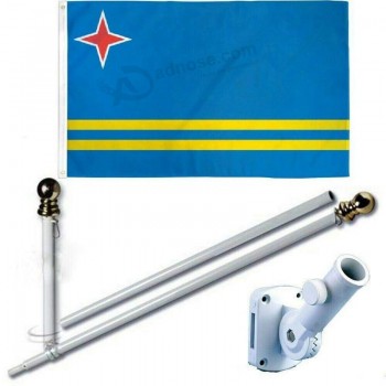 venta al por mayor de alta calidad aruba 3 x 5 FT flag Set w / 6-Ft spinning flag pole + bracket