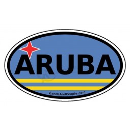 Comercio al por mayor de alta calidad personalizada bandera aruba calcomanía parachoques coche calcomanía ovalada