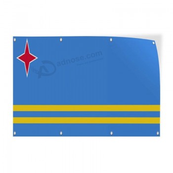 Наклейка на наклейку несколько размеров Аруба флаг синий желтый страны Аруба флаг открытый магазин знак син