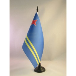 aruba tafelvlag 5 '' x 8 '' - aruban bureauvlag 21 x 14 cm - zwarte plastic stok en voet