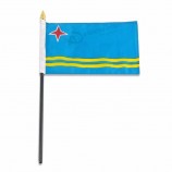 benutzerdefinierte hochwertige Größe Aruba Flagge 4 x 6 Zoll Hand Flagge für die Förderung