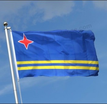 Флаг флага Арубы 5 футов x 3 фута большой - 100% полиэстер - металлические проушины - двойная прошивка