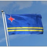 bandera de la bandera de Aruba 5 pies x 3 pies grande - 100% poliéster - ojales de metal - doble costura