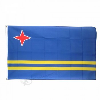 Großhandel benutzerdefinierte 3x5ft langlebig Polyester zwei Ösen Aruba Nationalflagge