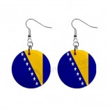 Wholesale custom Bosnia and Herzegovina Flag Button Earrings