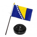Bosnia and Herzegovina 4 inch x 6 inch Flag Desk Set Table Stick with Black Base for Home and Parades