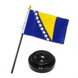Bosnia and Herzegovina 4 inch x 6 inch Flag Desk Set Table Stick with Black Base for Home and Parades