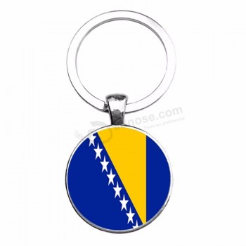 Oem souvenir keychain manufacturers In china bosnia And herzegovina flag keychain ring